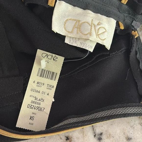 Tadashi Shoji Bodycon Gold And Black Scuba Knit Mini Dress, NWT - Picture 7 of 7